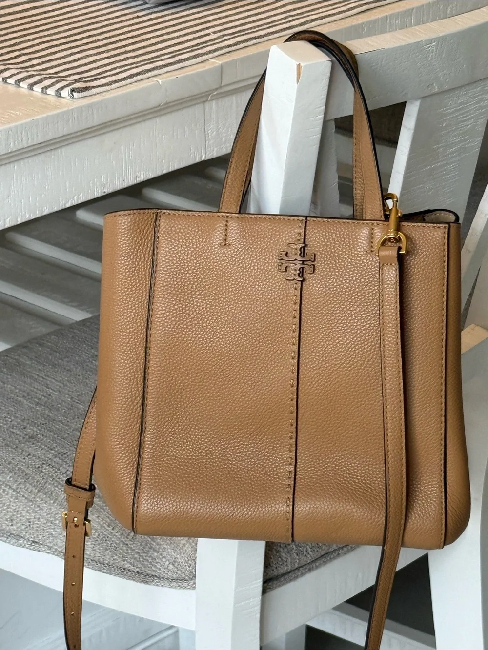 Tory Burch Tan Pebbled Leather Shoulder Bag